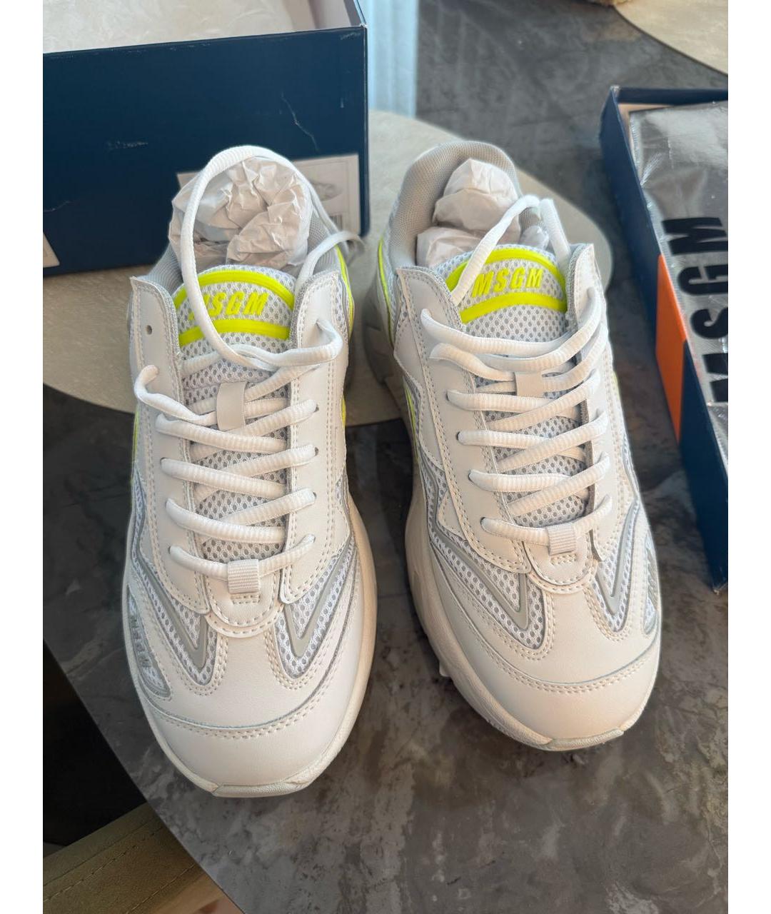 MSGM Белые кожаные кроссовки, фото 2