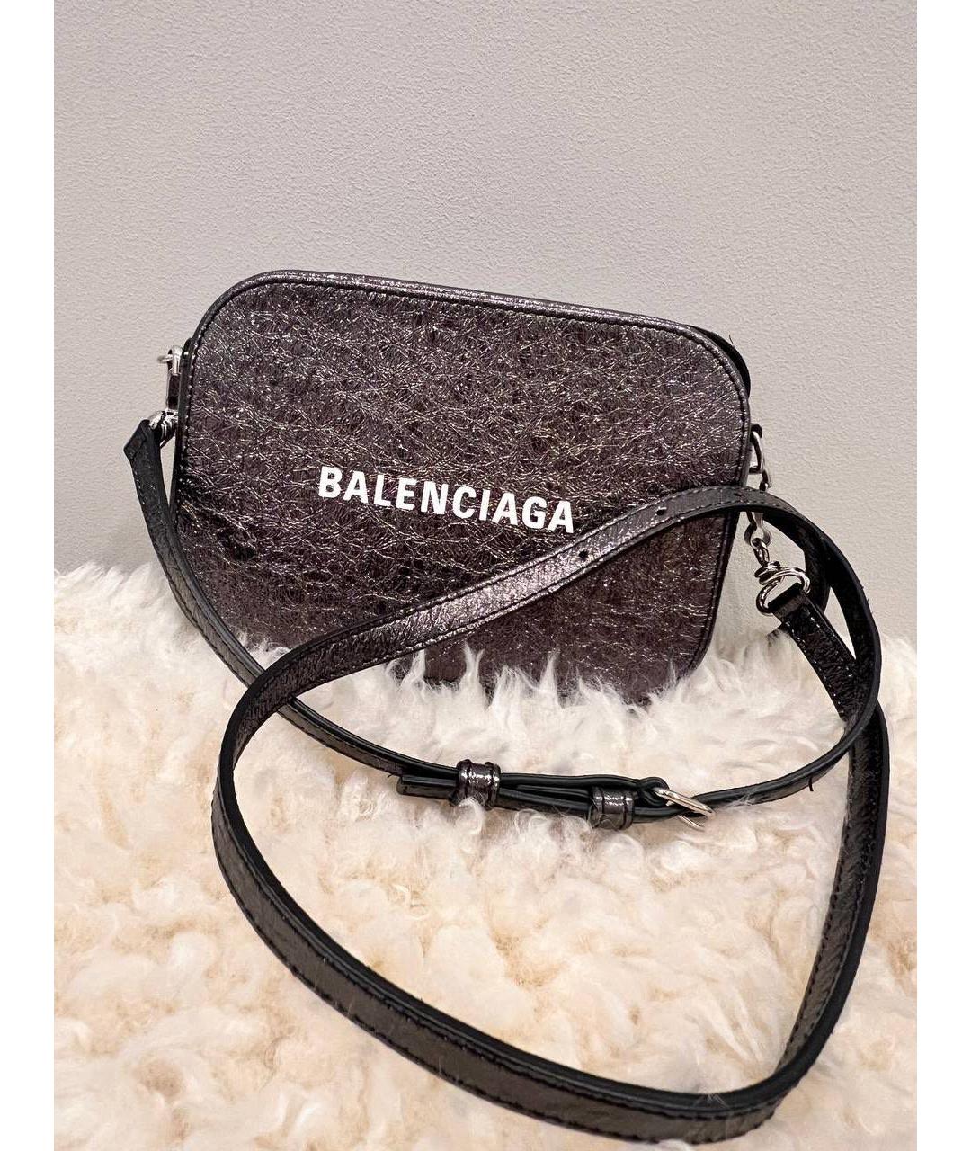 BALENCIAGA Серебряная кожаная сумка через плечо, фото 5