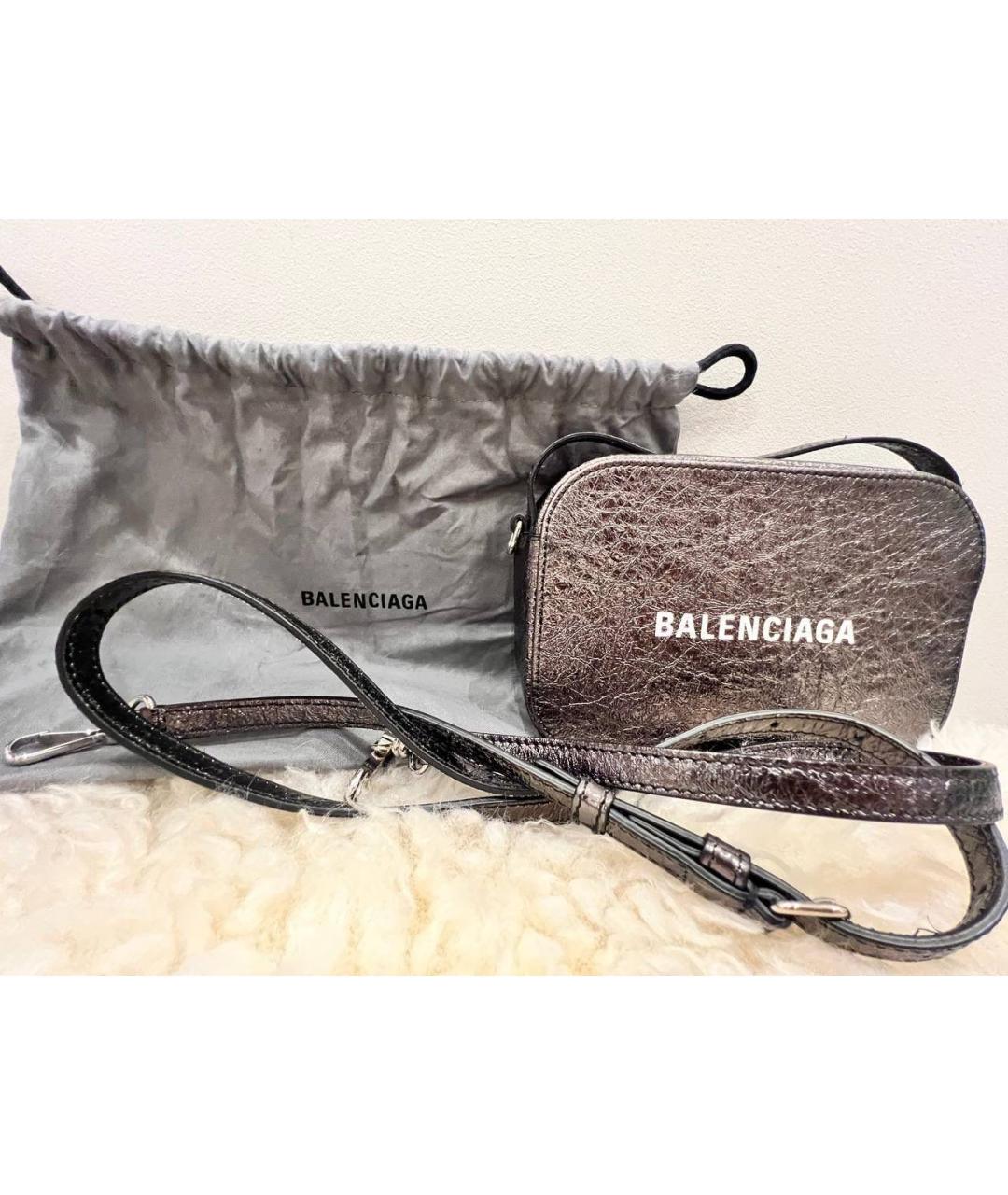 BALENCIAGA Серебряная кожаная сумка через плечо, фото 2