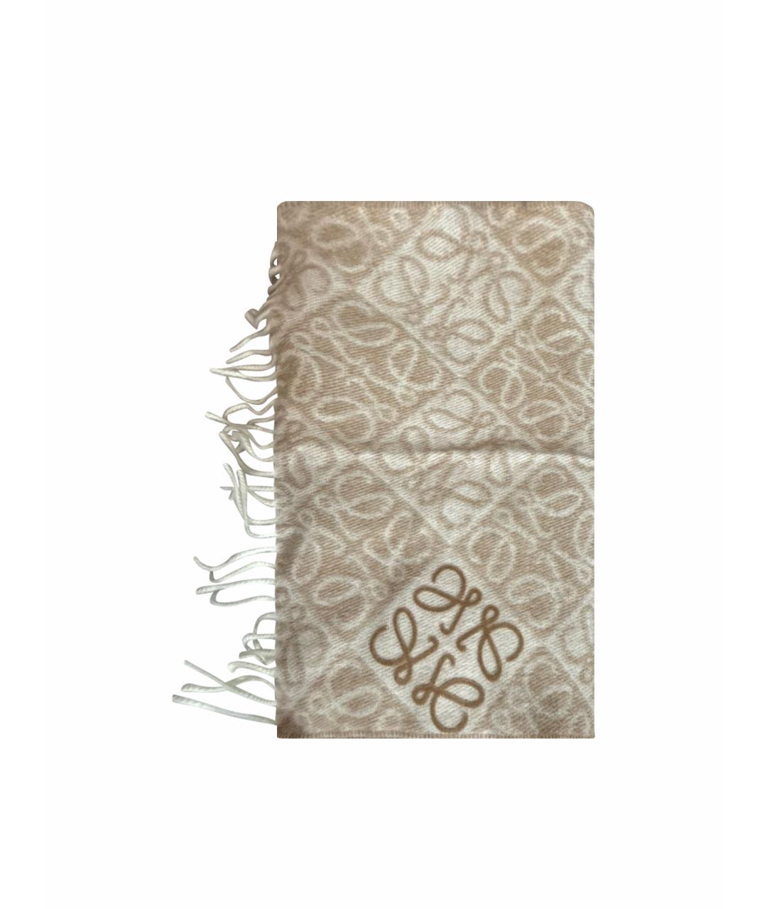 LOEWE Бежевый шерстяной шарф, фото 1