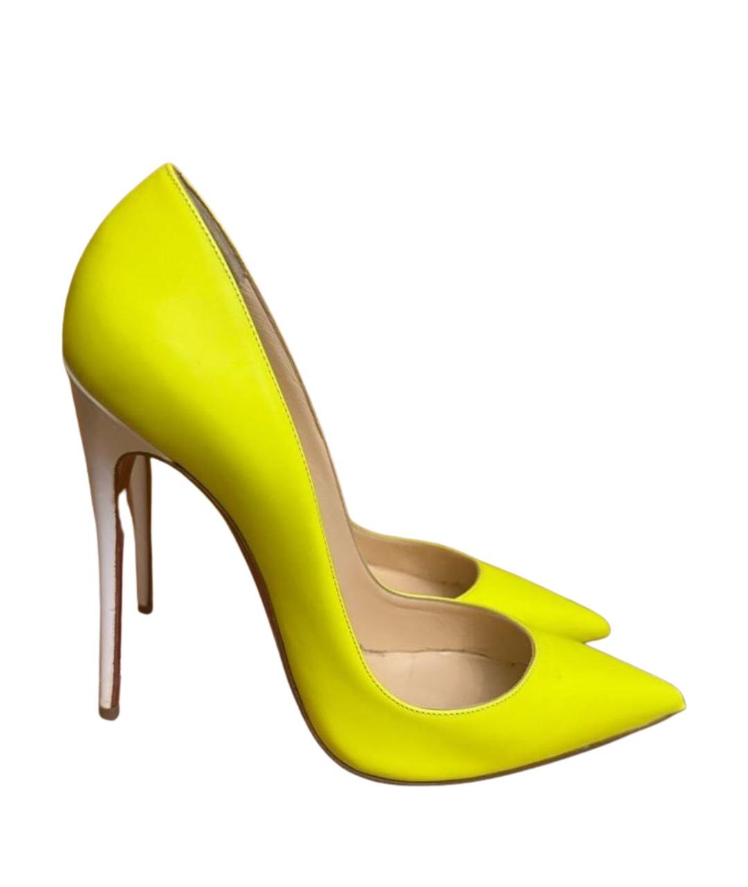 CHRISTIAN LOUBOUTIN Желтые кожаные туфли, фото 1