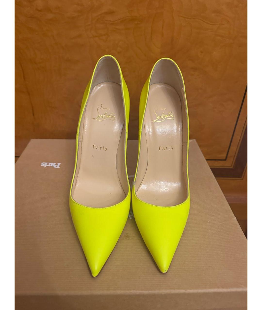 CHRISTIAN LOUBOUTIN Желтые кожаные туфли, фото 2