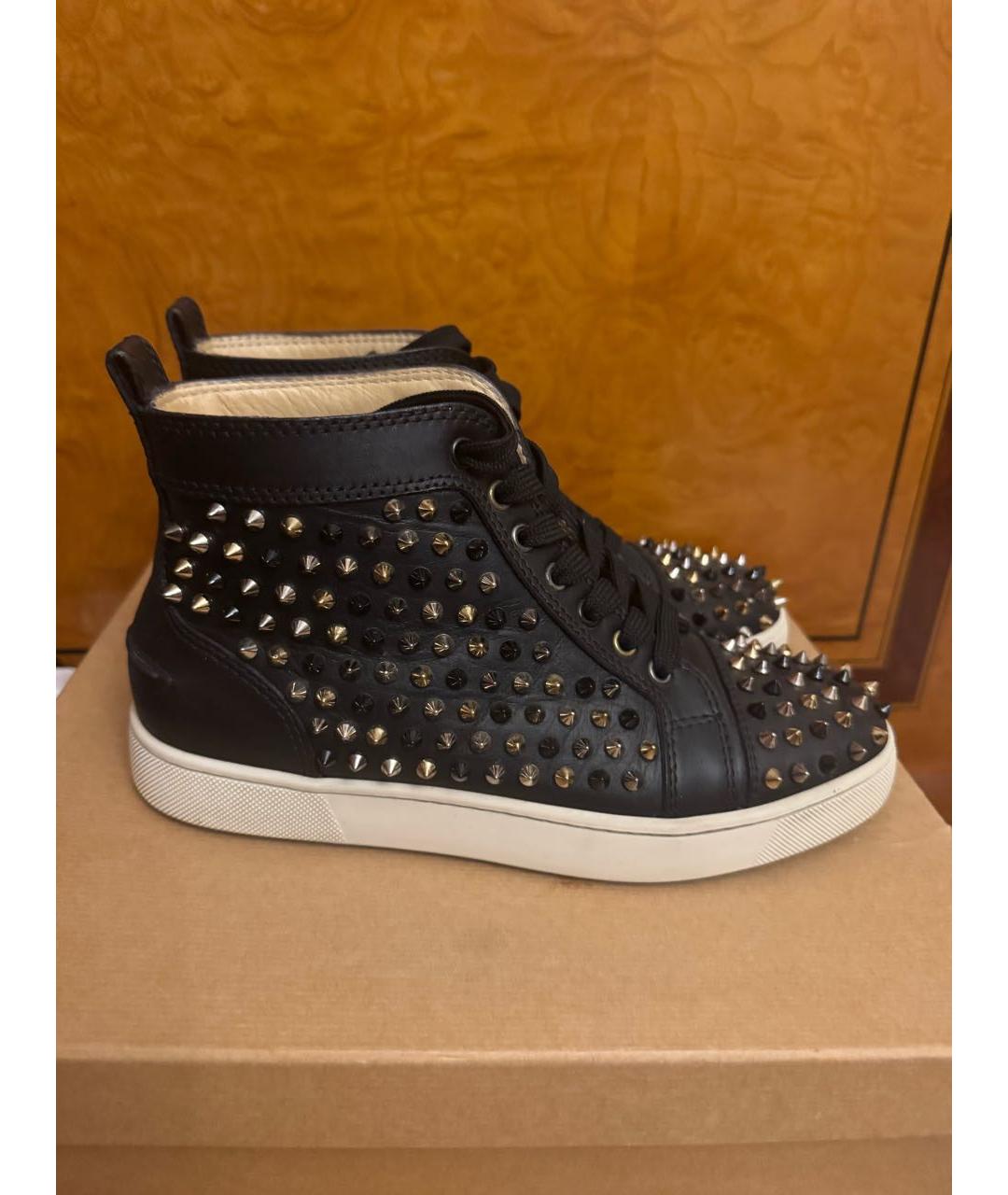 CHRISTIAN LOUBOUTIN Черные кожаные кеды, фото 4