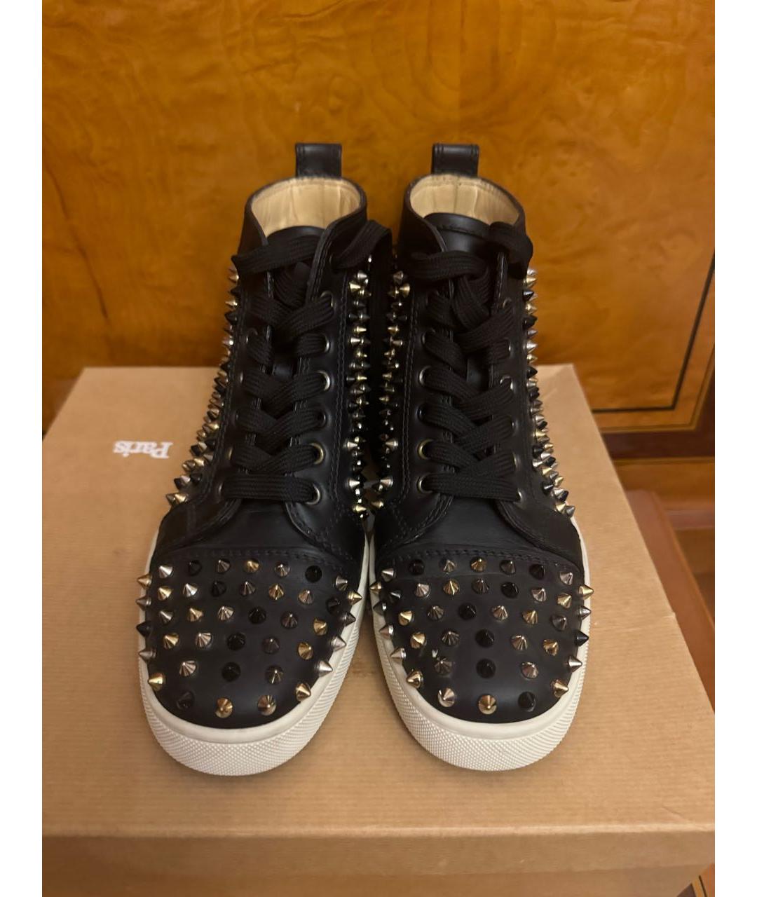 CHRISTIAN LOUBOUTIN Черные кожаные кеды, фото 2