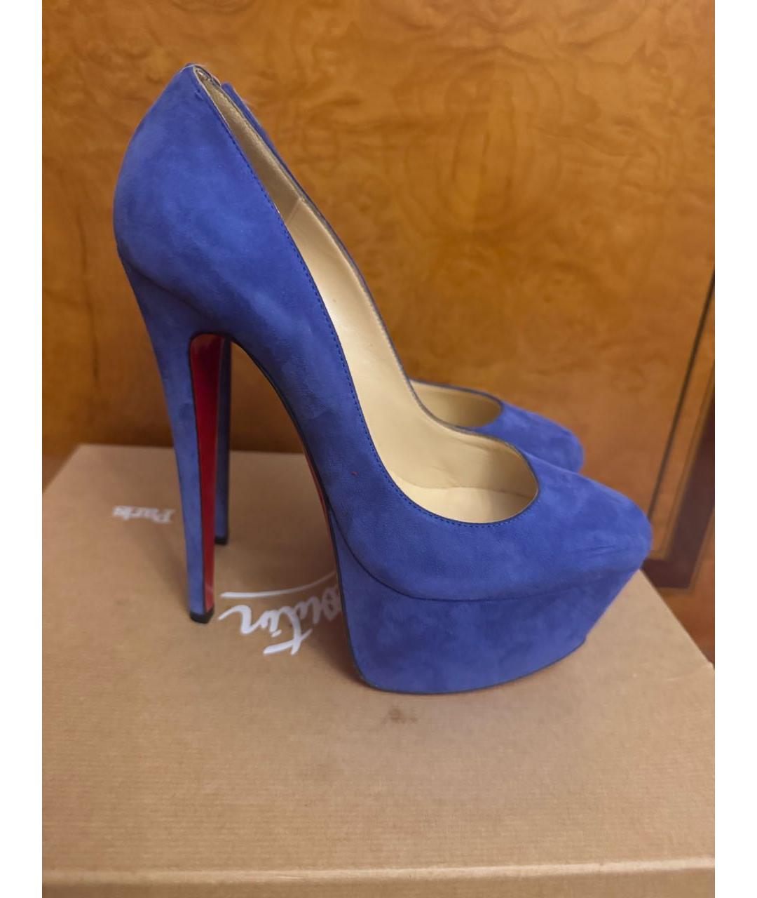 CHRISTIAN LOUBOUTIN Голубые замшевые туфли, фото 3
