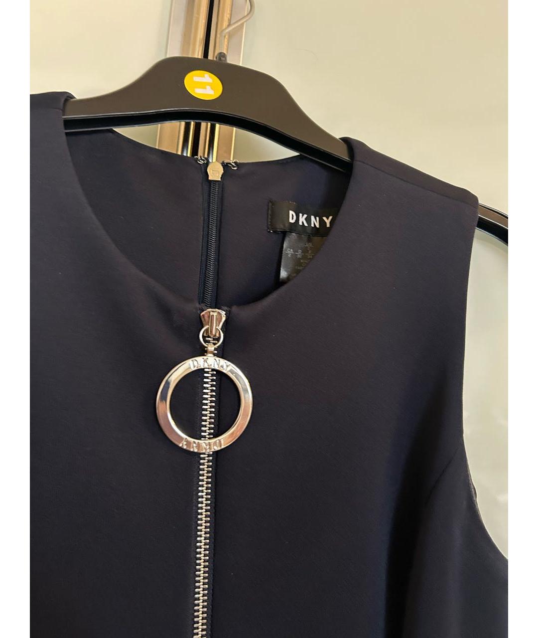 DKNY Темно-синее полиэстеровое коктейльное платье, фото 3