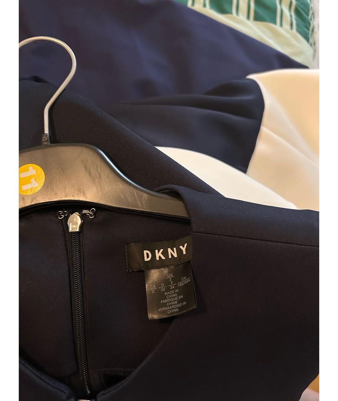 DKNY Темно-синее полиэстеровое коктейльное платье, фото 4