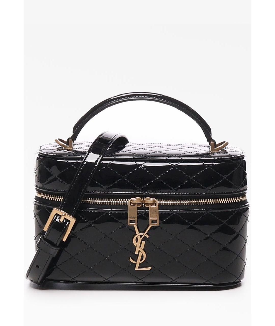 SAINT LAURENT Черная сумка с короткими ручками из лакированной кожи, фото 6