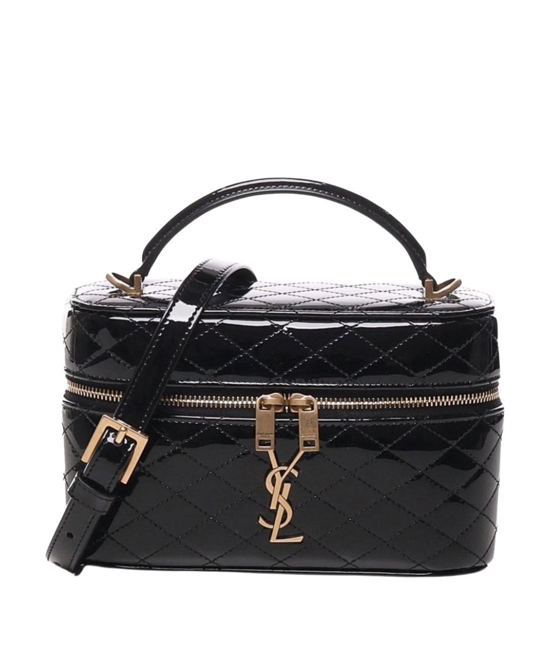 SAINT LAURENT Черная сумка с короткими ручками из лакированной кожи, фото 1