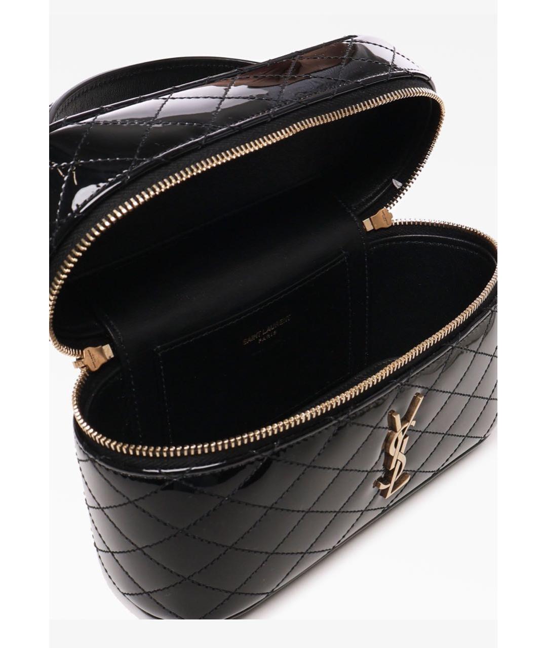 SAINT LAURENT Черная сумка с короткими ручками из лакированной кожи, фото 3