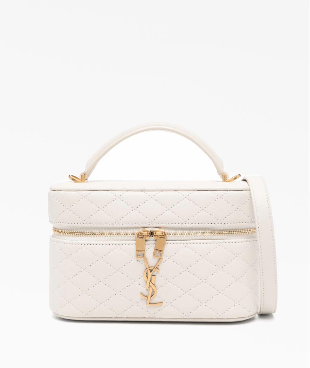 SAINT LAURENT Бежевая кожаная сумка через плечо, фото 6