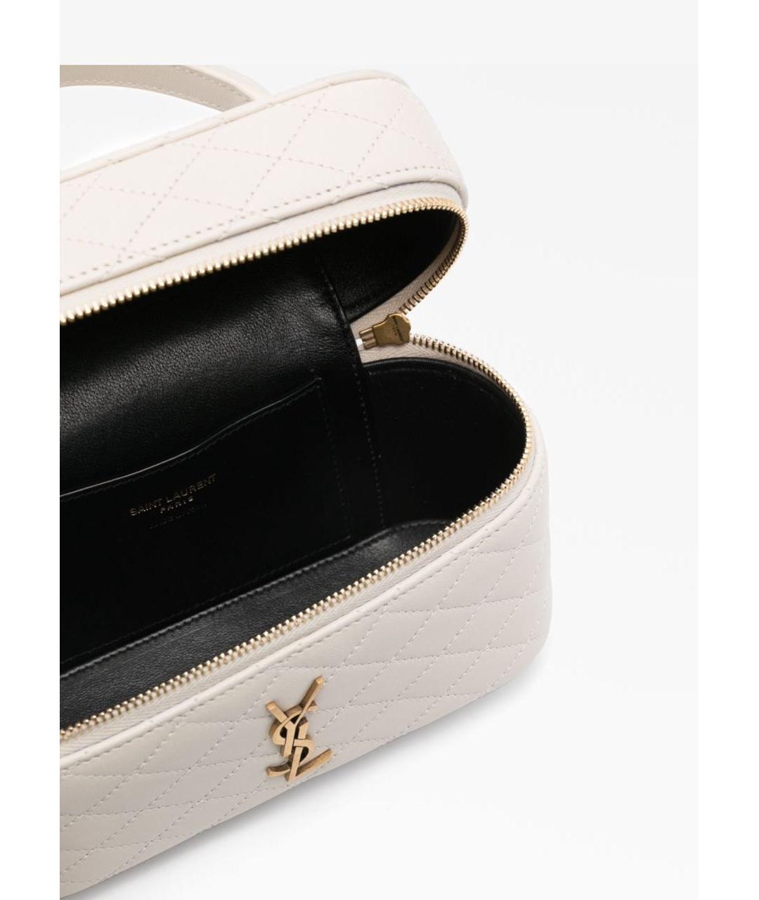 SAINT LAURENT Бежевая кожаная сумка через плечо, фото 5