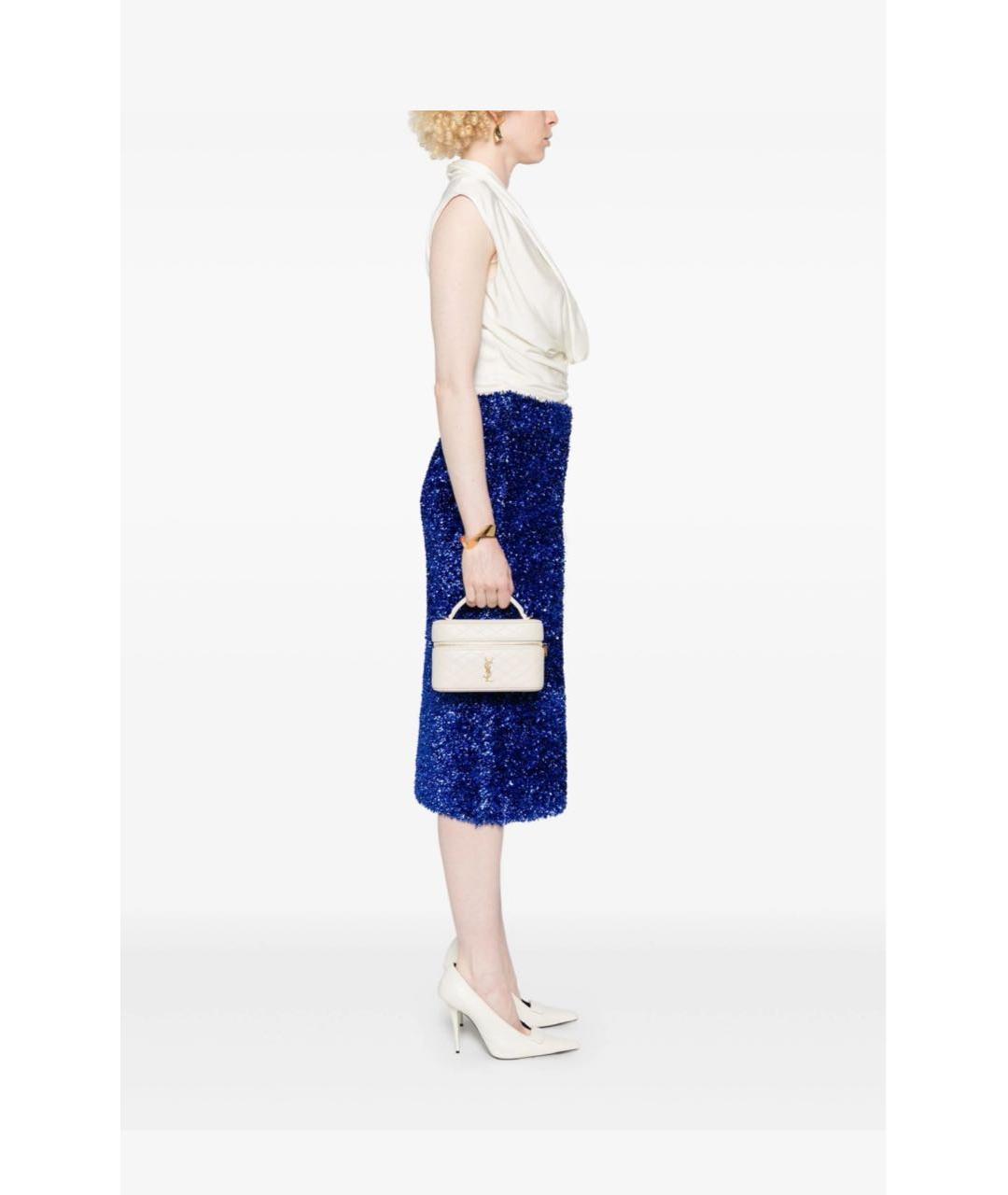 SAINT LAURENT Бежевая кожаная сумка через плечо, фото 2