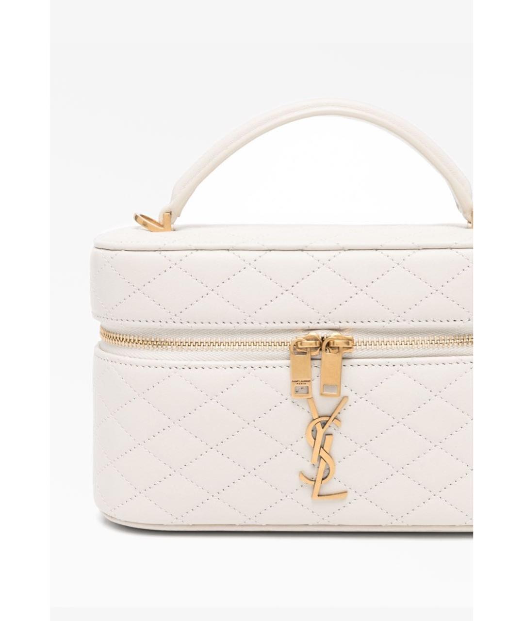 SAINT LAURENT Бежевая кожаная сумка через плечо, фото 4