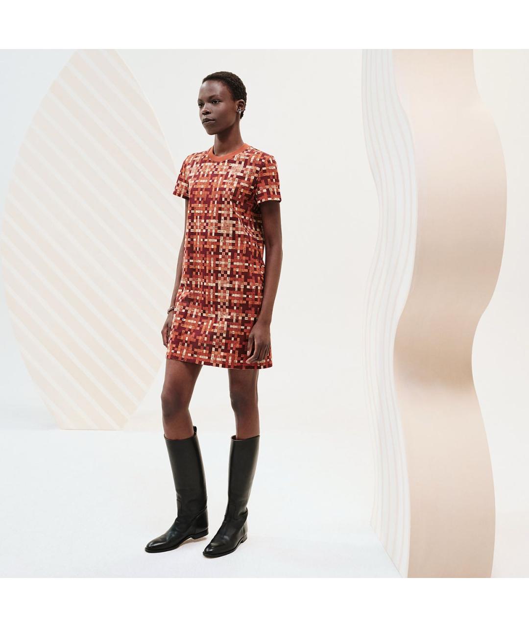 HERMES Оранжевое хлопковое повседневное платье, фото 5