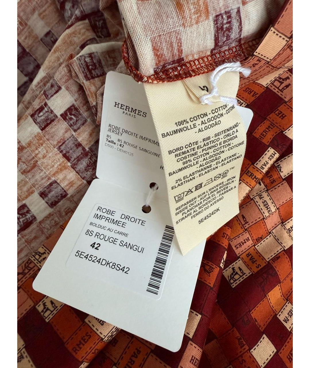 HERMES Оранжевое хлопковое повседневное платье, фото 4