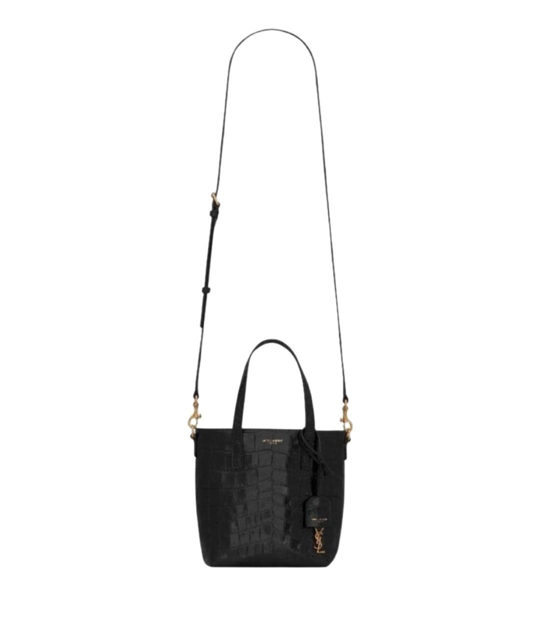 SAINT LAURENT Черная кожаная сумка тоут, фото 1