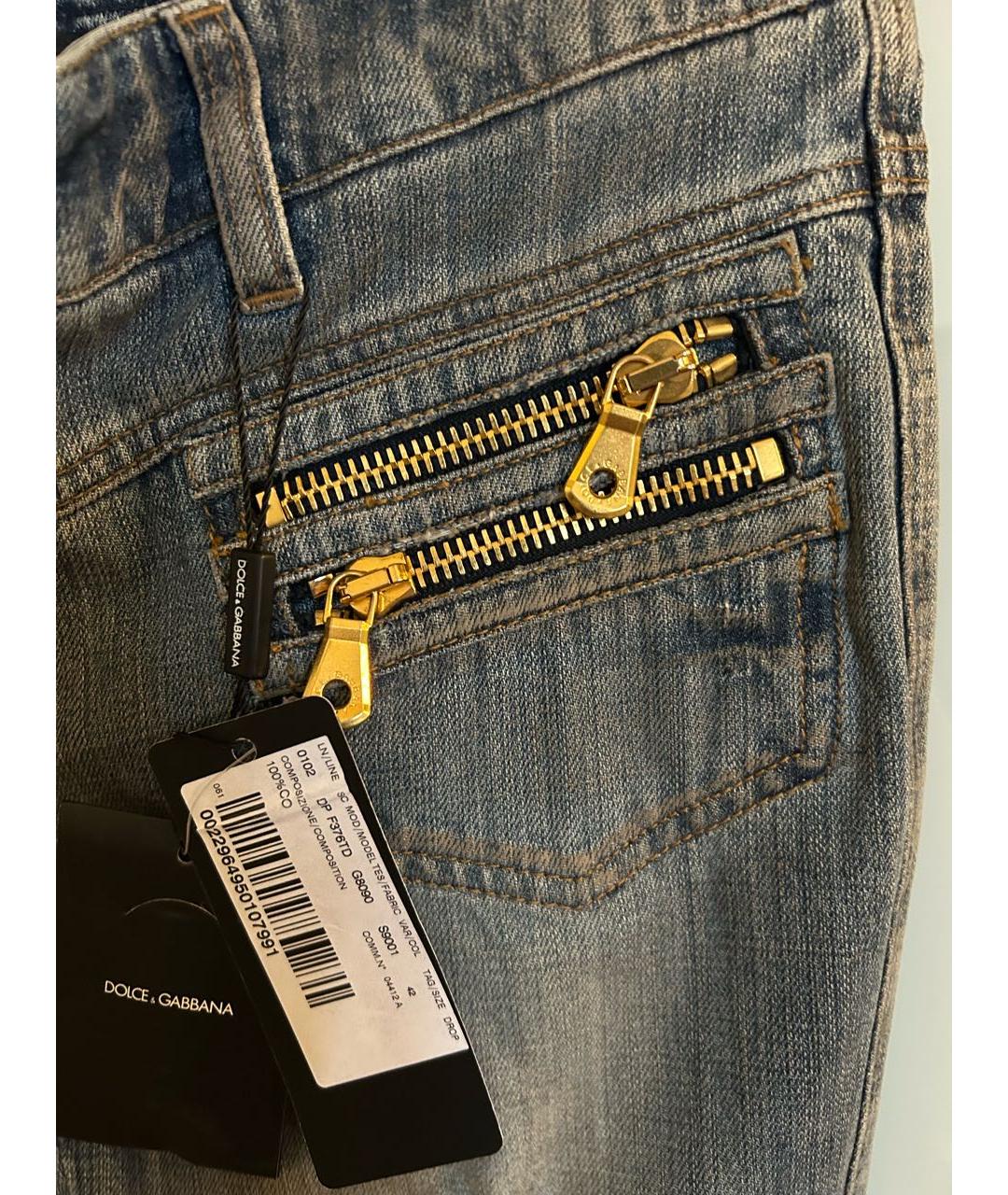 DOLCE&GABBANA Синие хлопковые джинсы клеш, фото 4