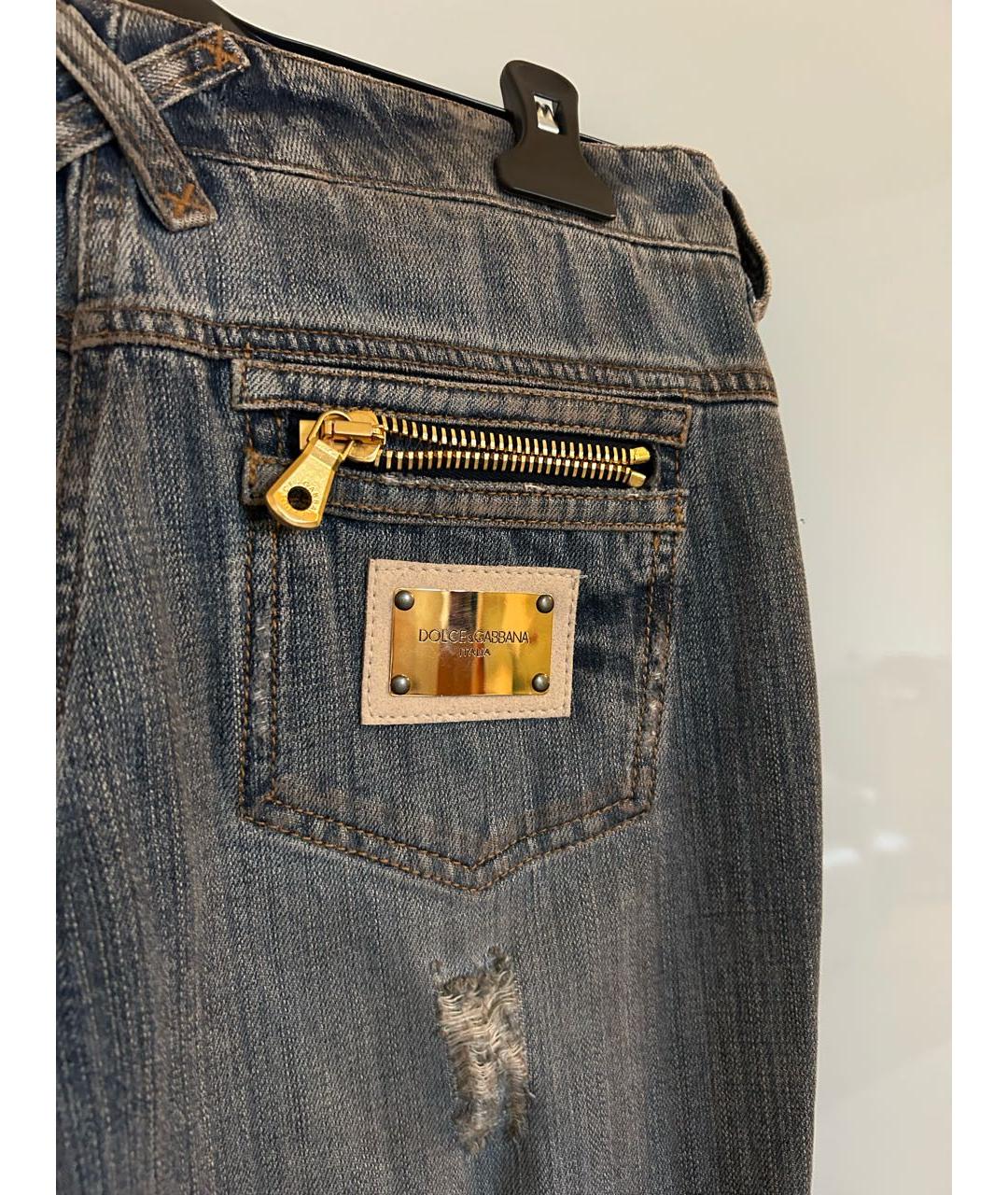 DOLCE&GABBANA Синие хлопковые джинсы клеш, фото 5