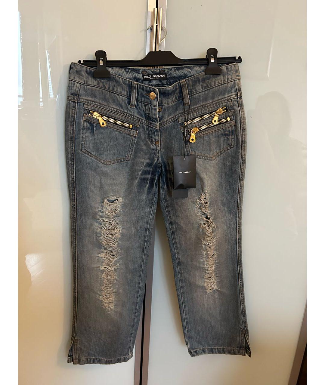 DOLCE&GABBANA Синие хлопковые джинсы клеш, фото 9
