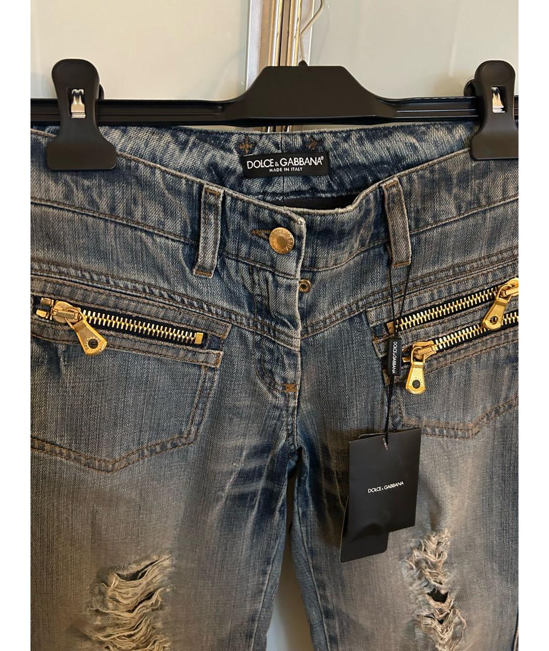 DOLCE&GABBANA Синие хлопковые джинсы клеш, фото 8