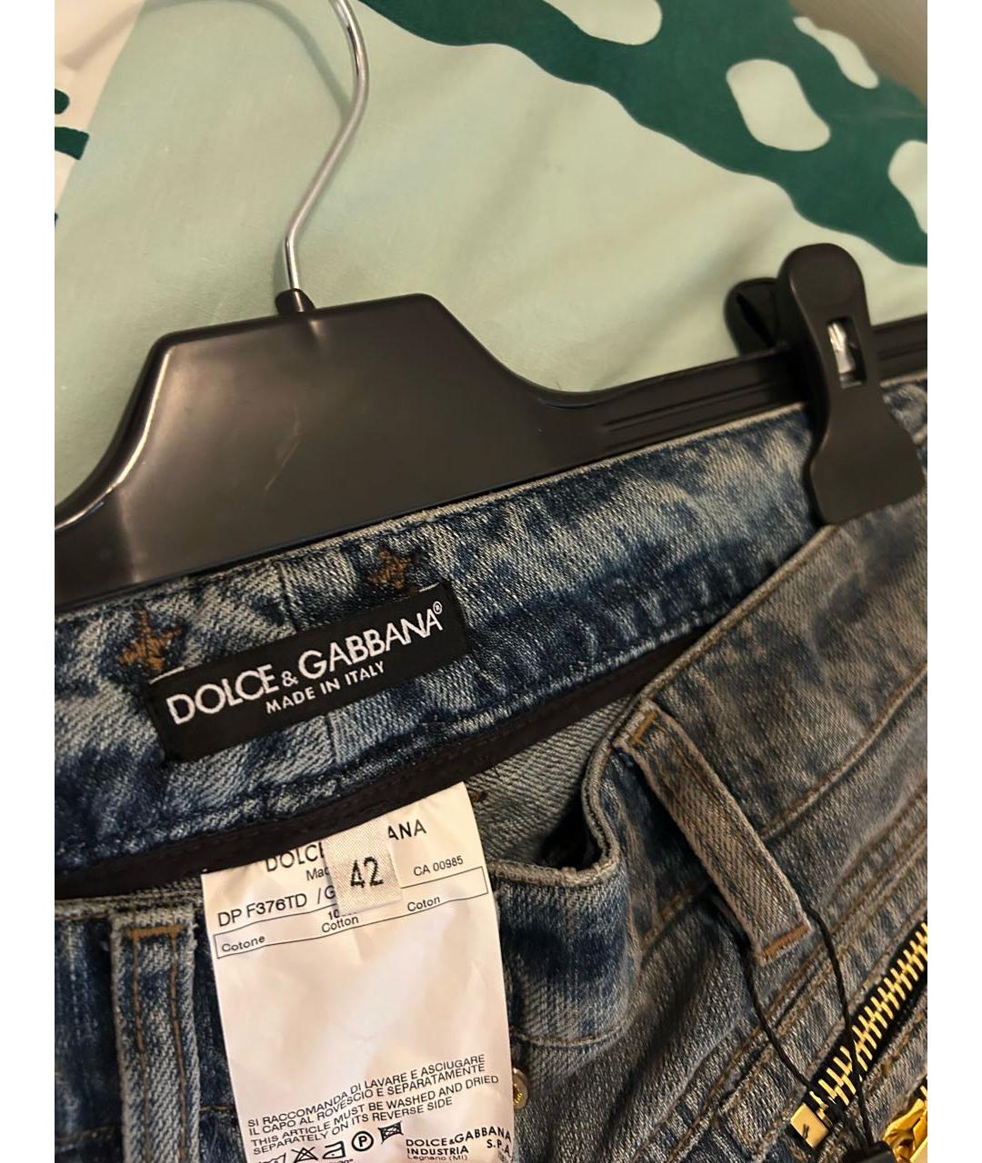 DOLCE&GABBANA Синие хлопковые джинсы клеш, фото 3