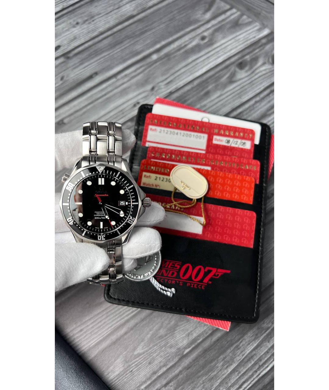 OMEGA Черные металлические часы, фото 8