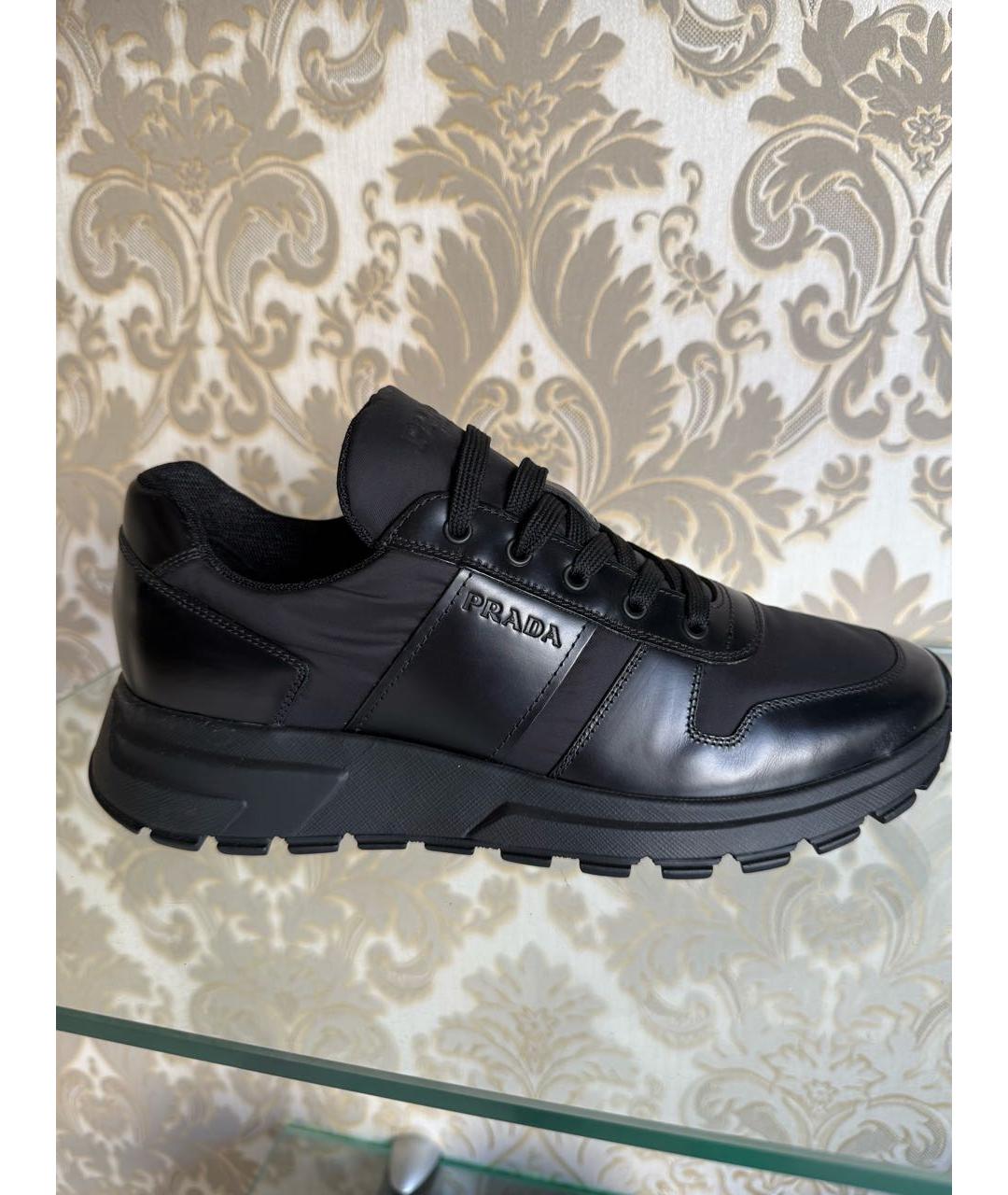 PRADA Черные неопреновые низкие кроссовки / кеды, фото 4