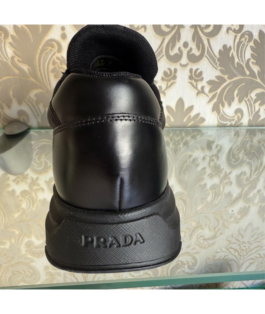 PRADA Черные неопреновые низкие кроссовки / кеды, фото 2