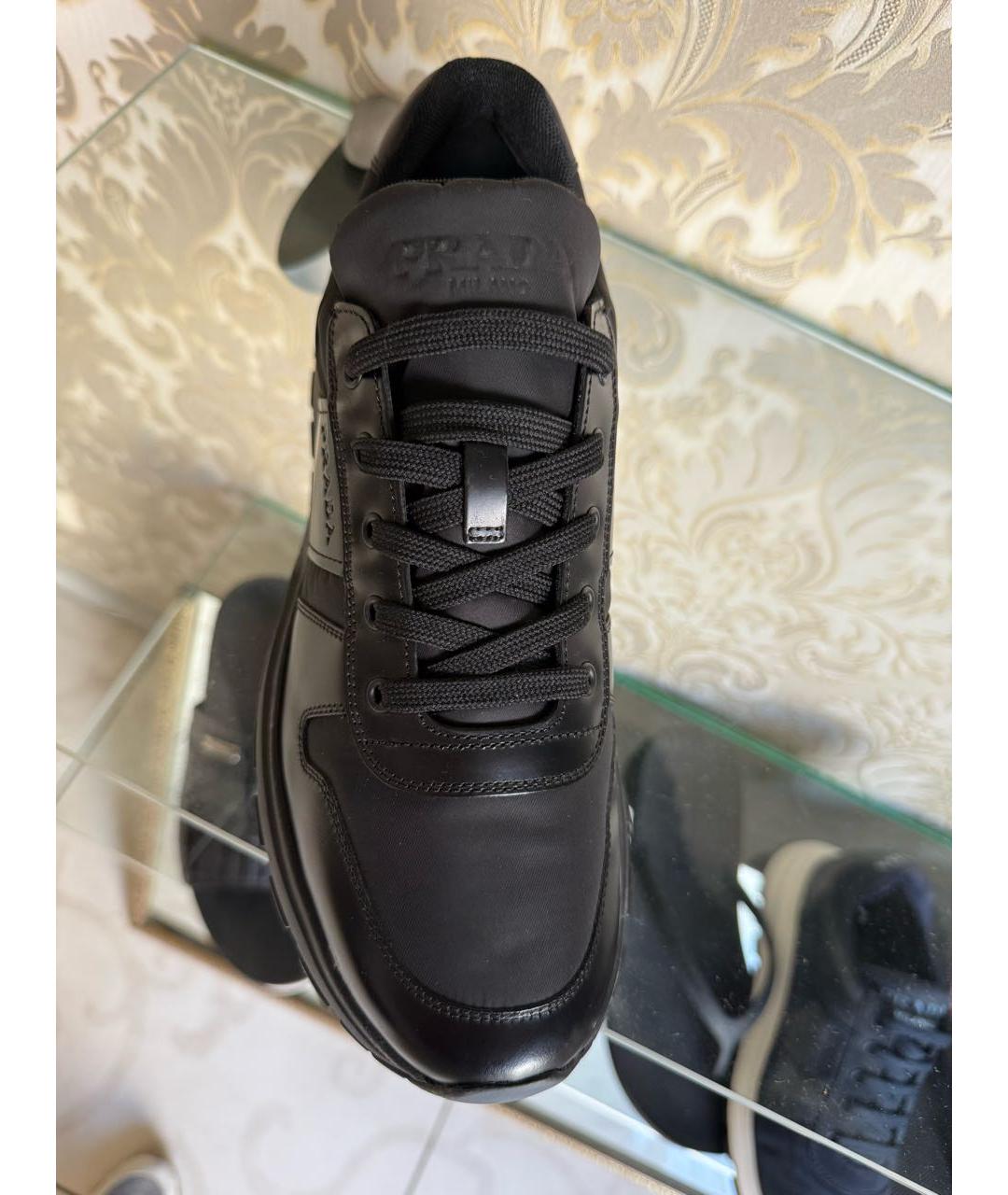 PRADA Черные неопреновые низкие кроссовки / кеды, фото 3