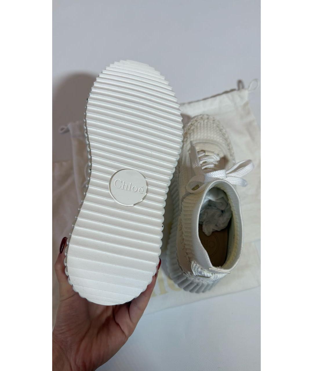 CHLOE Белые текстильные кроссовки, фото 6