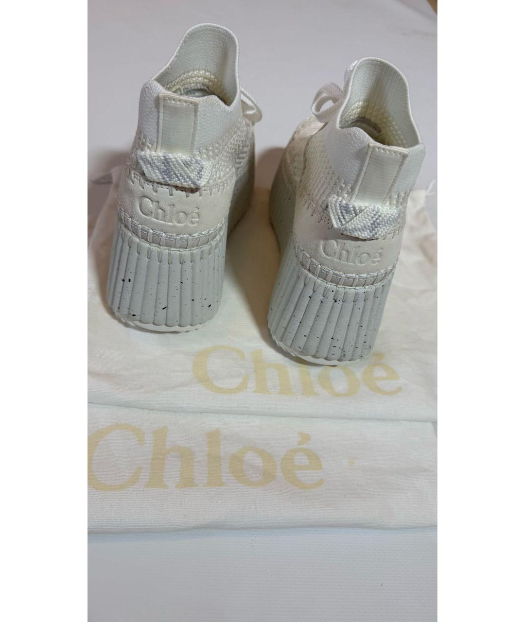 CHLOE Белые текстильные кроссовки, фото 4