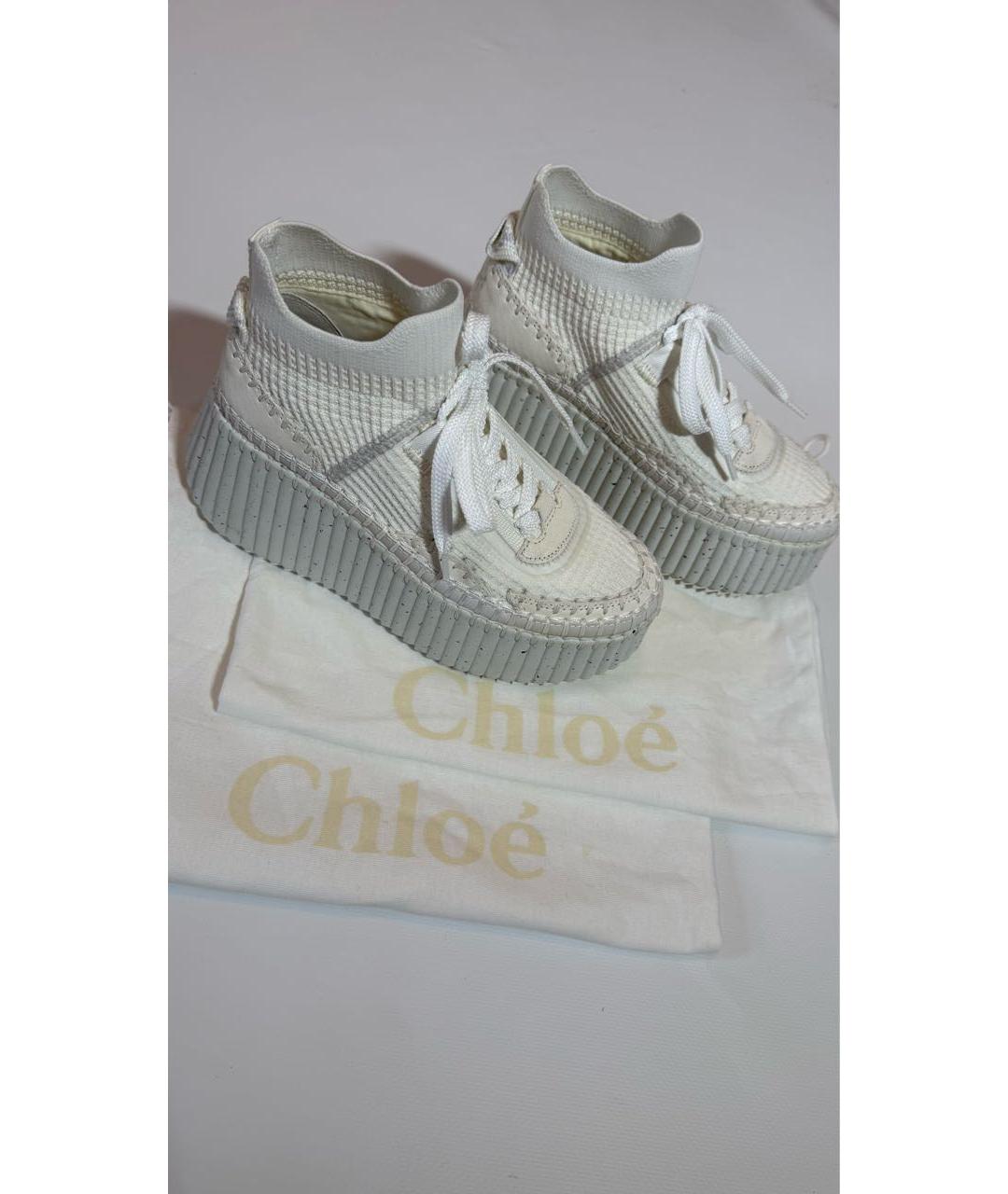 CHLOE Белые текстильные кроссовки, фото 5