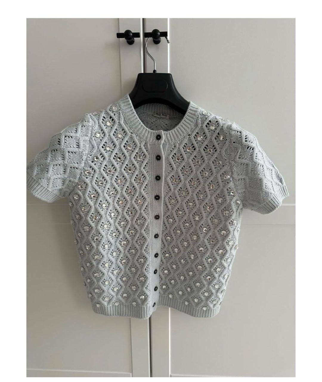 MIU MIU Голубой кашемировый кардиган, фото 5