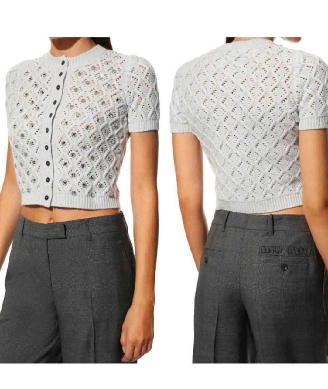 MIU MIU Голубой кашемировый кардиган, фото 6