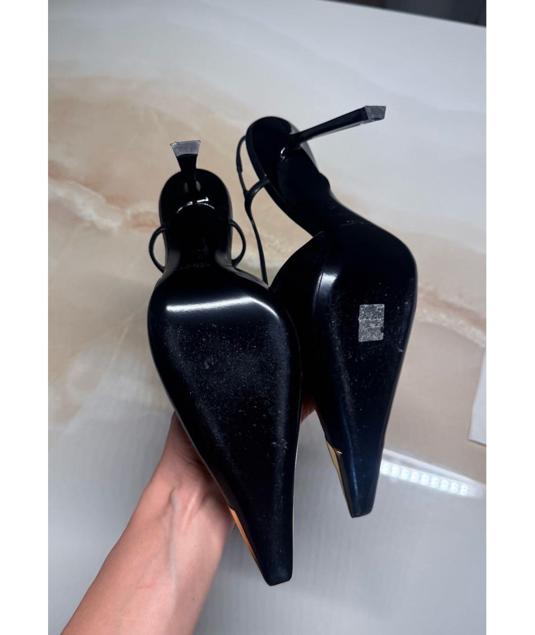 SAINT LAURENT Черные кожаные туфли, фото 6