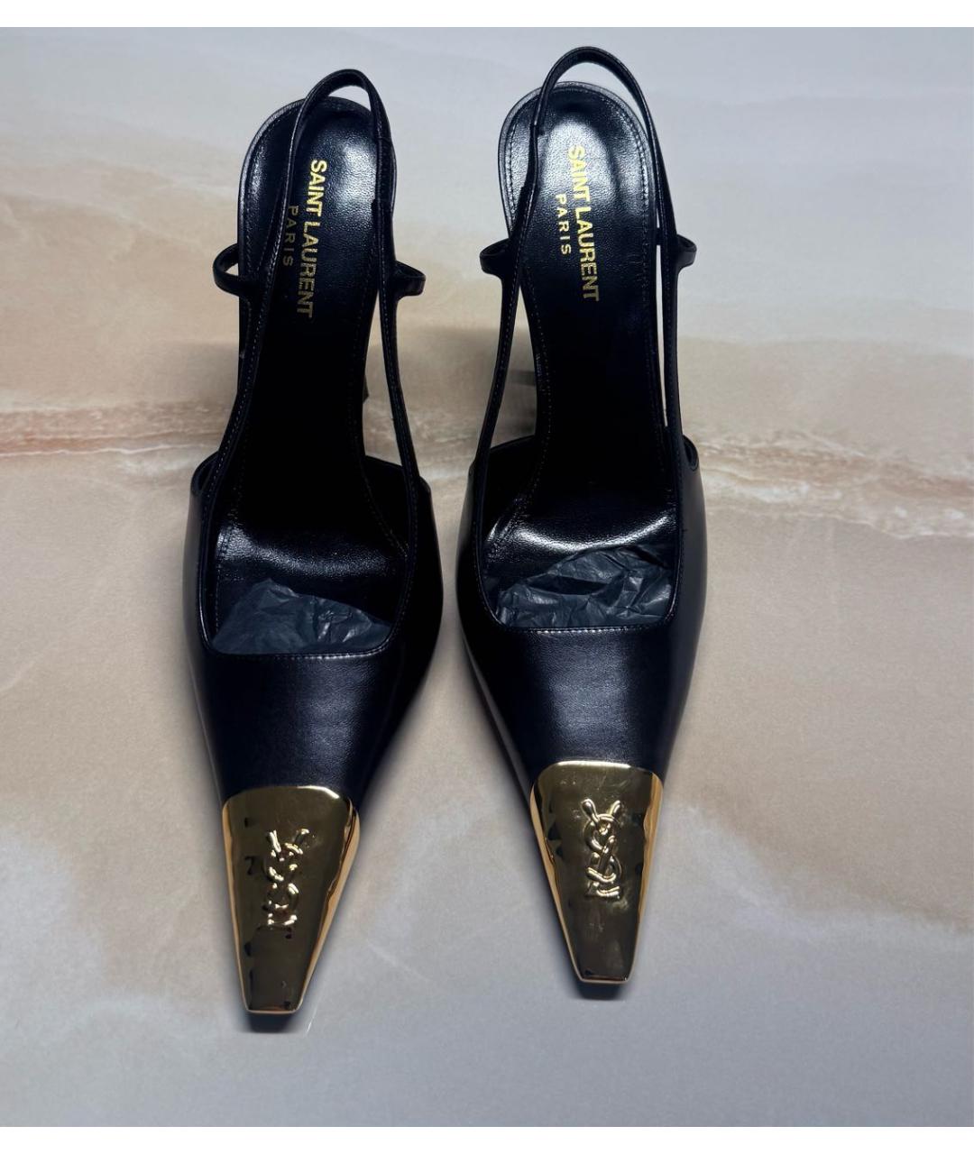 SAINT LAURENT Черные кожаные туфли, фото 4