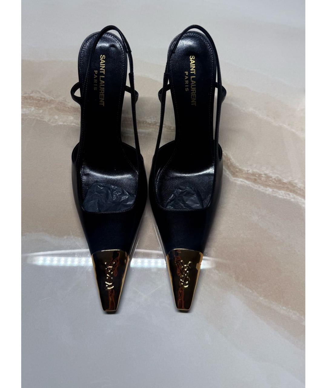 SAINT LAURENT Черные кожаные туфли, фото 2