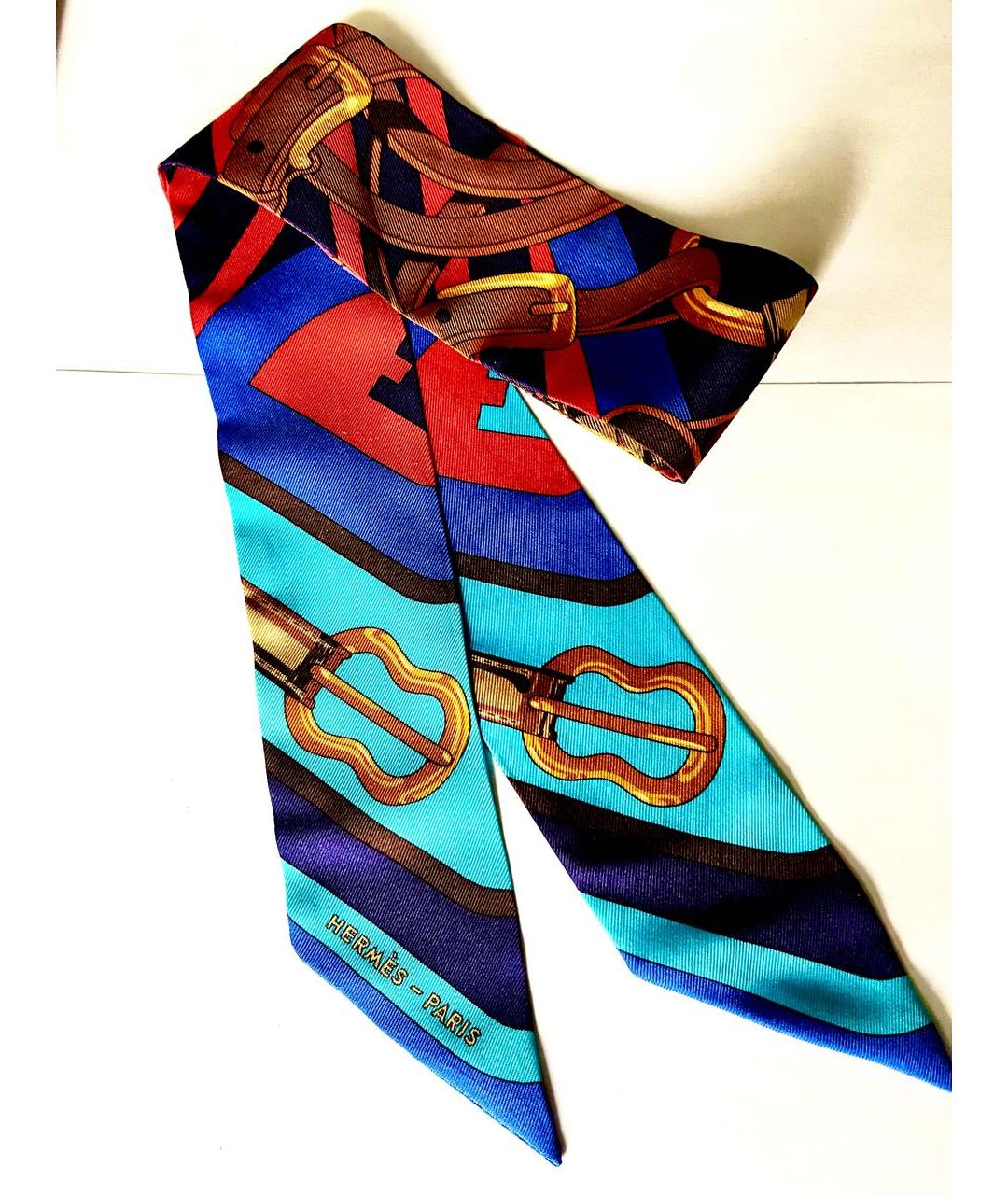 HERMES Мульти шелковый платок, фото 7