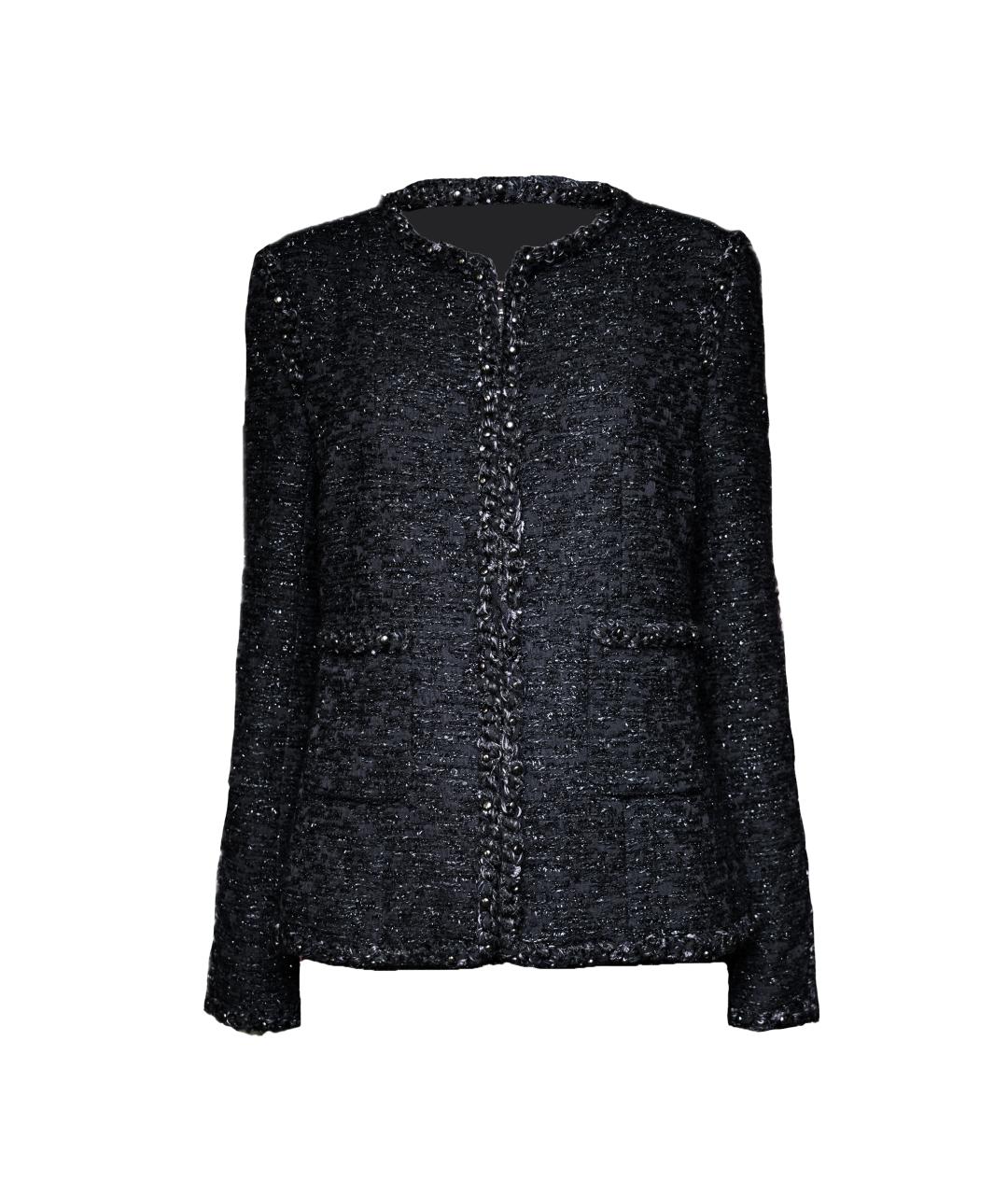 CHANEL Черный твидовый жакет/пиджак, фото 1