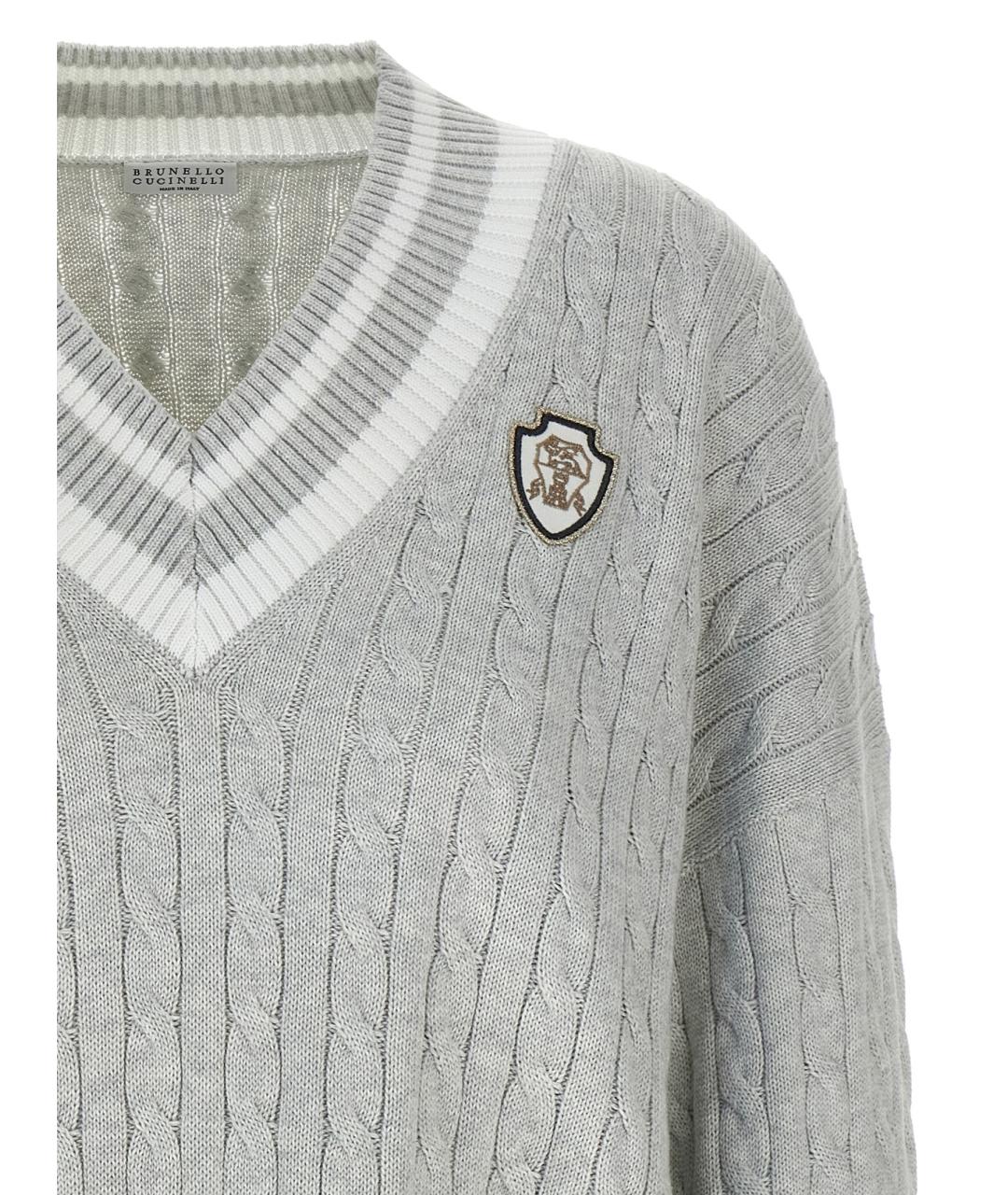 BRUNELLO CUCINELLI Серый хлопковый джемпер / свитер, фото 3