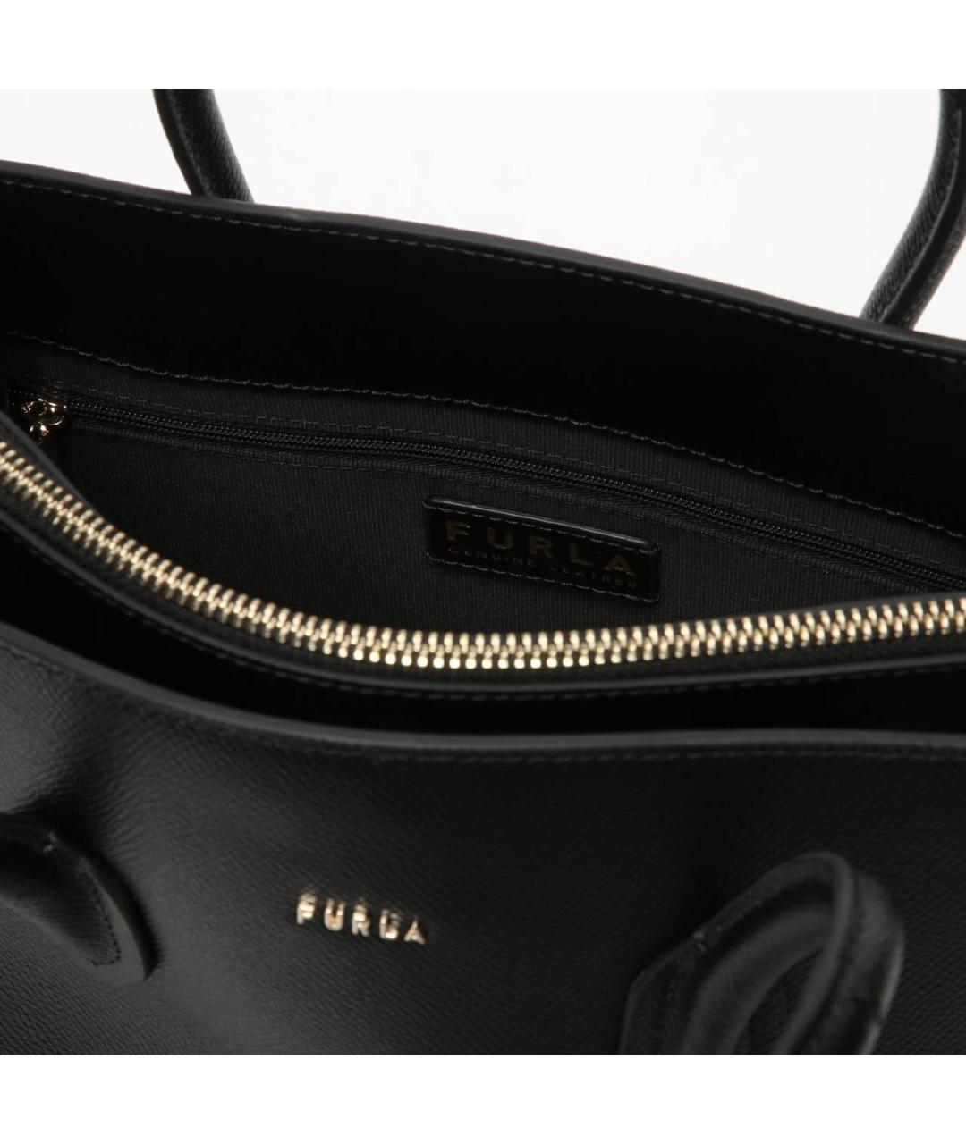 FURLA Черная кожаная сумка тоут, фото 4