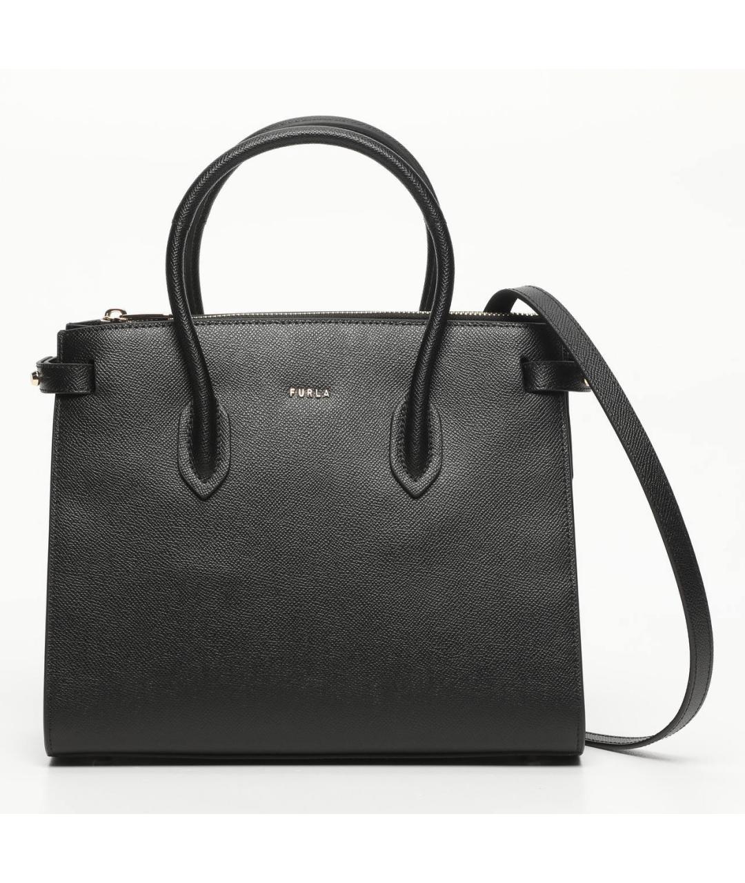 FURLA Черная кожаная сумка тоут, фото 7