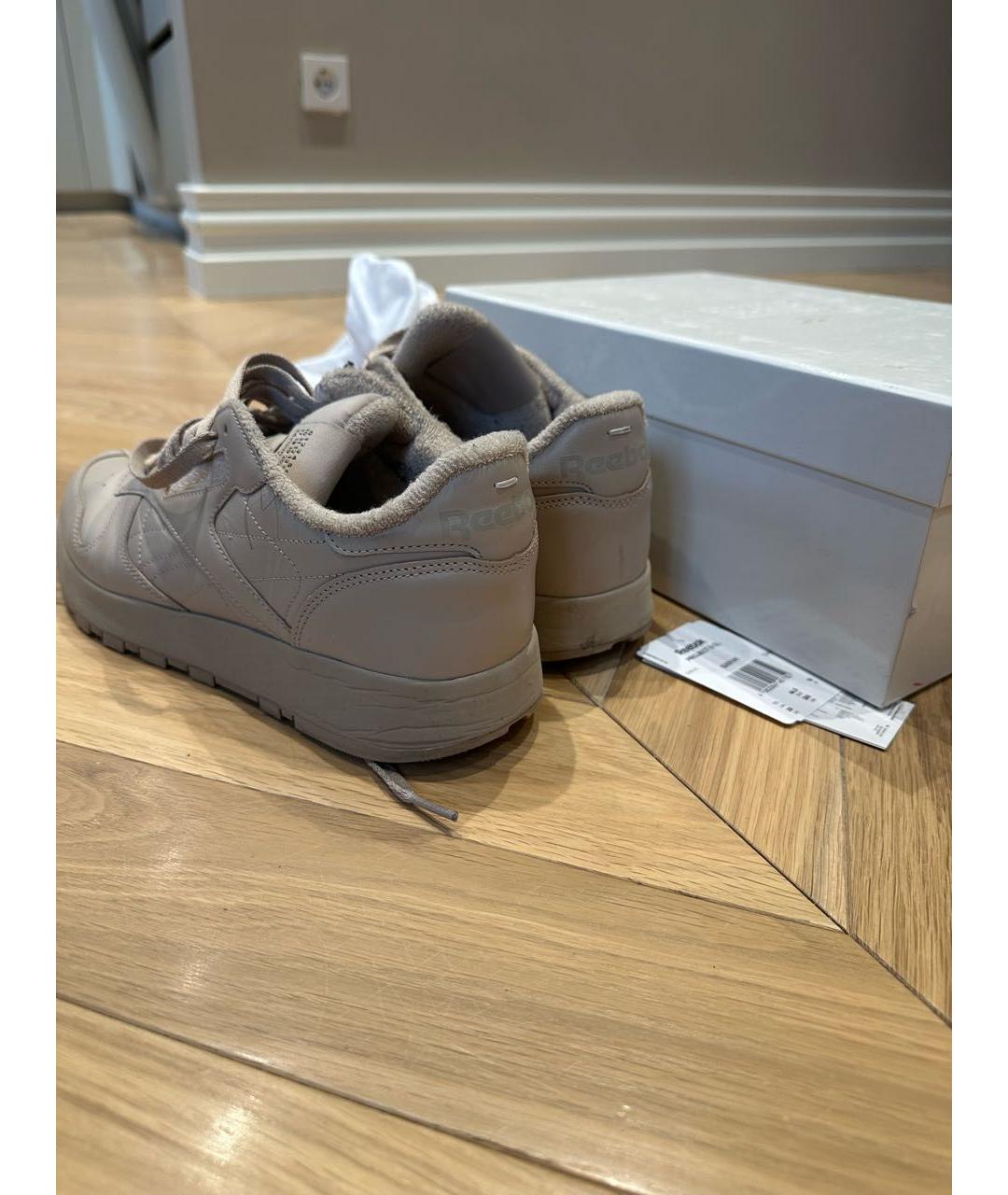 MAISON MARGIELA Бежевые кожаные низкие кроссовки / кеды, фото 4