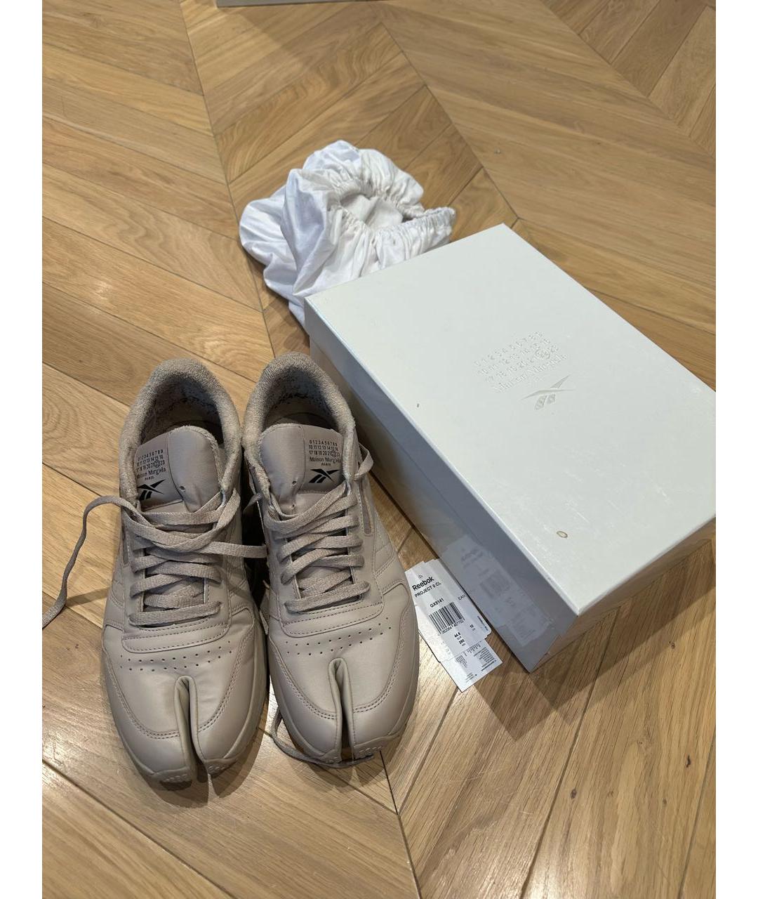 MAISON MARGIELA Бежевые кожаные низкие кроссовки / кеды, фото 2