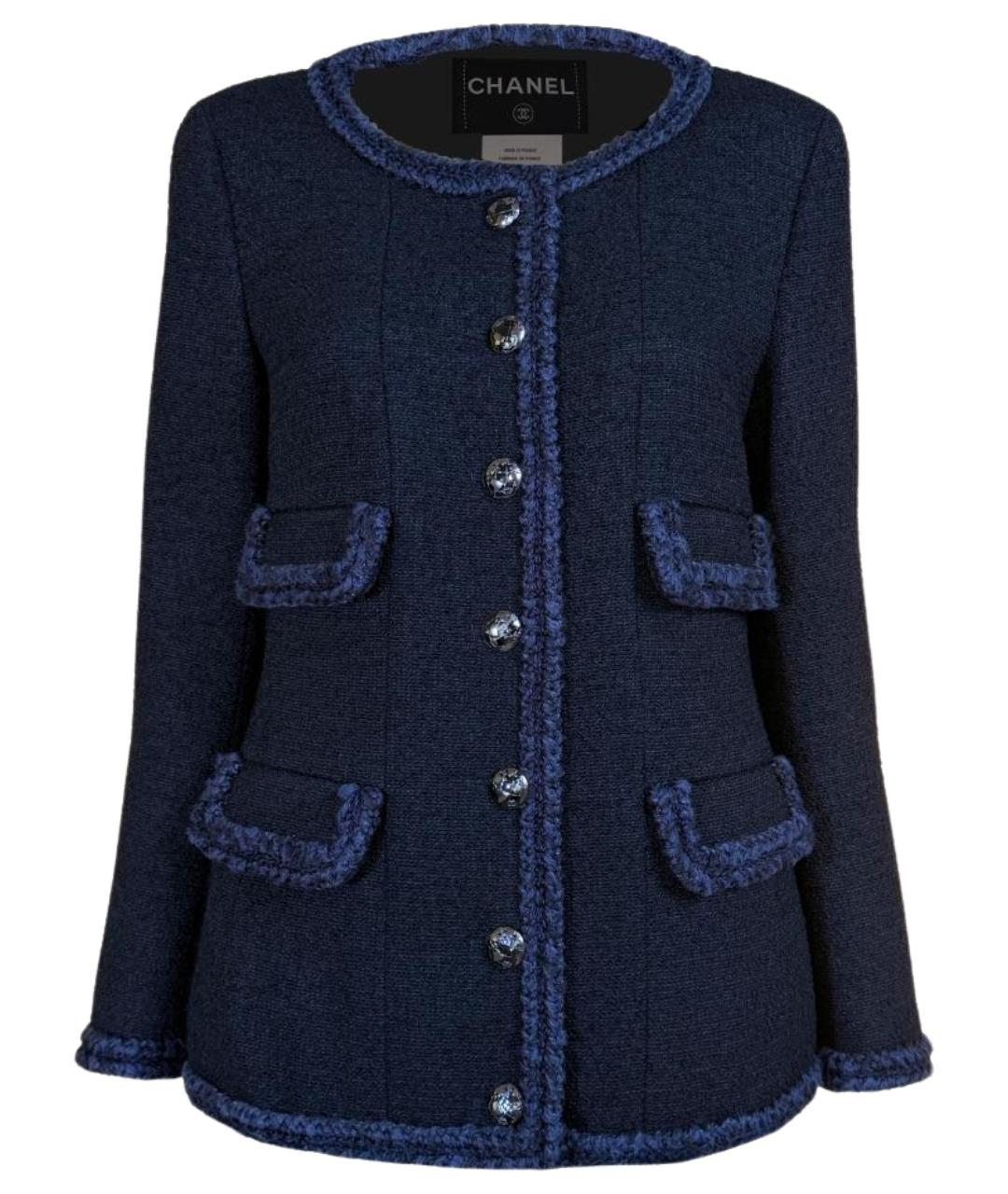 CHANEL Черный твидовый жакет/пиджак, фото 1