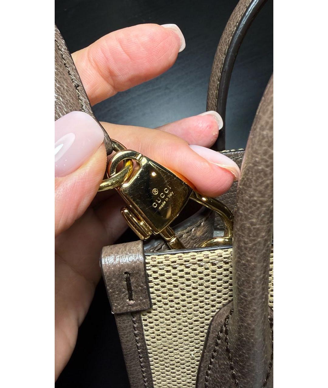 GUCCI Коричневая кожаная сумка тоут, фото 7