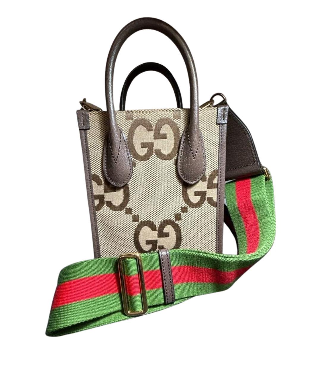 GUCCI Коричневая кожаная сумка тоут, фото 1