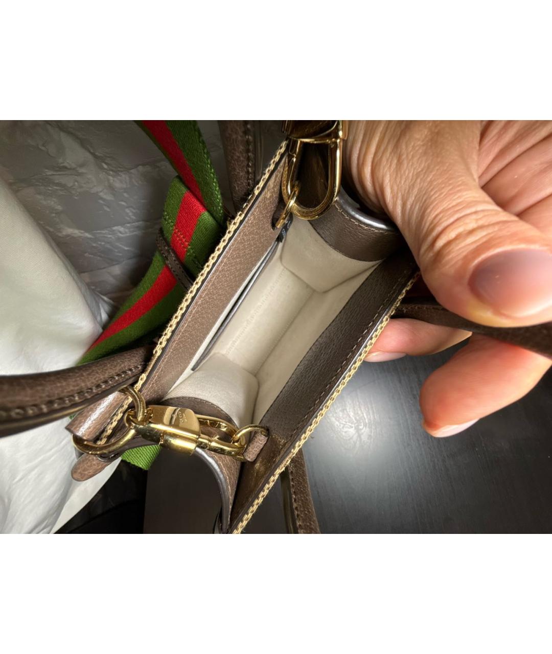 GUCCI Коричневая кожаная сумка тоут, фото 4