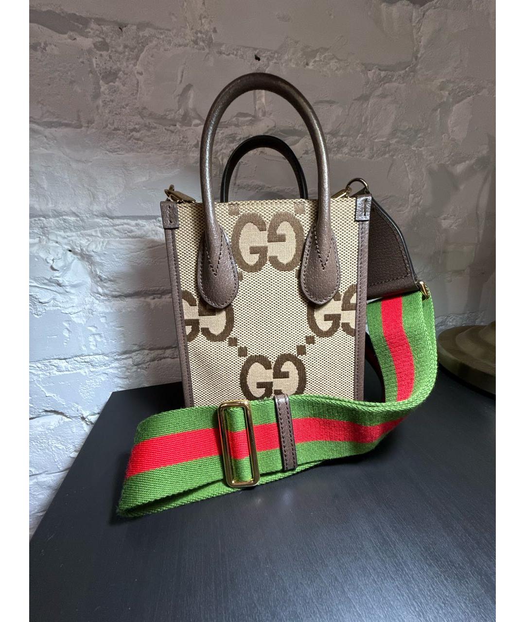 GUCCI Коричневая кожаная сумка тоут, фото 9